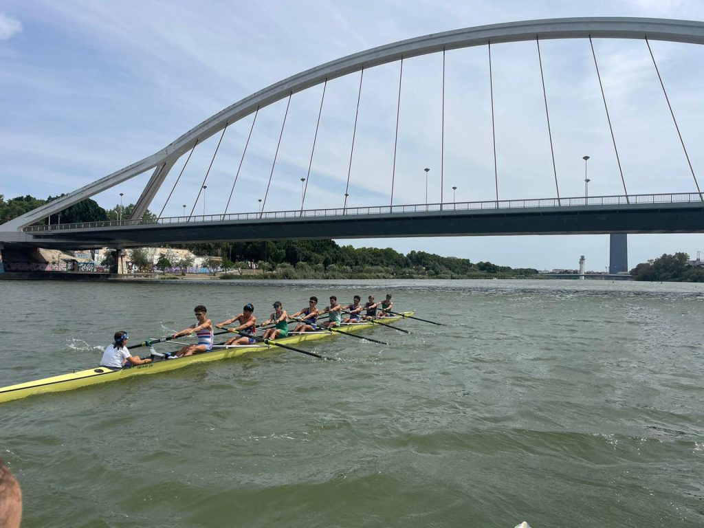 High school student-athletes rowing in Seville